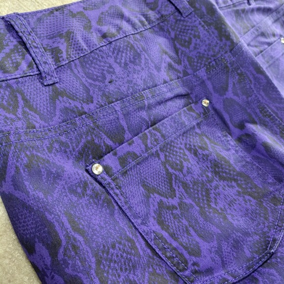 Lane Bryant Size 22 Skinny Jeans Snake Print Purple Black Stretch Pants 42x29.5 - Picture 2 of 12